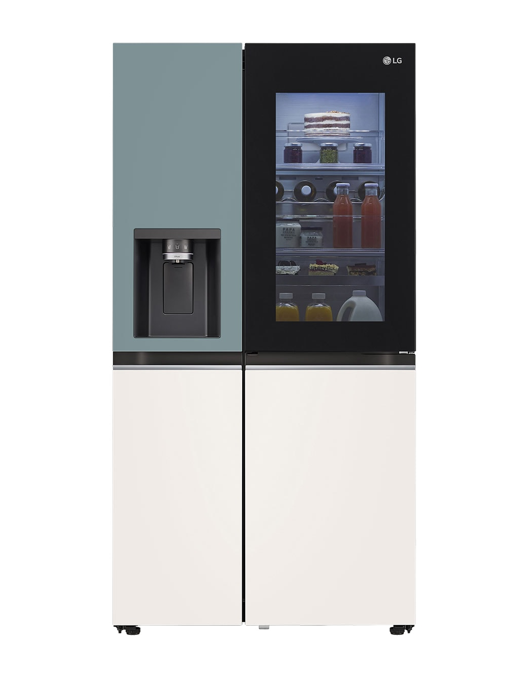ตู้เย็น LG InstaView Door-in-Door ขณะไฟแสดงของด้านใน