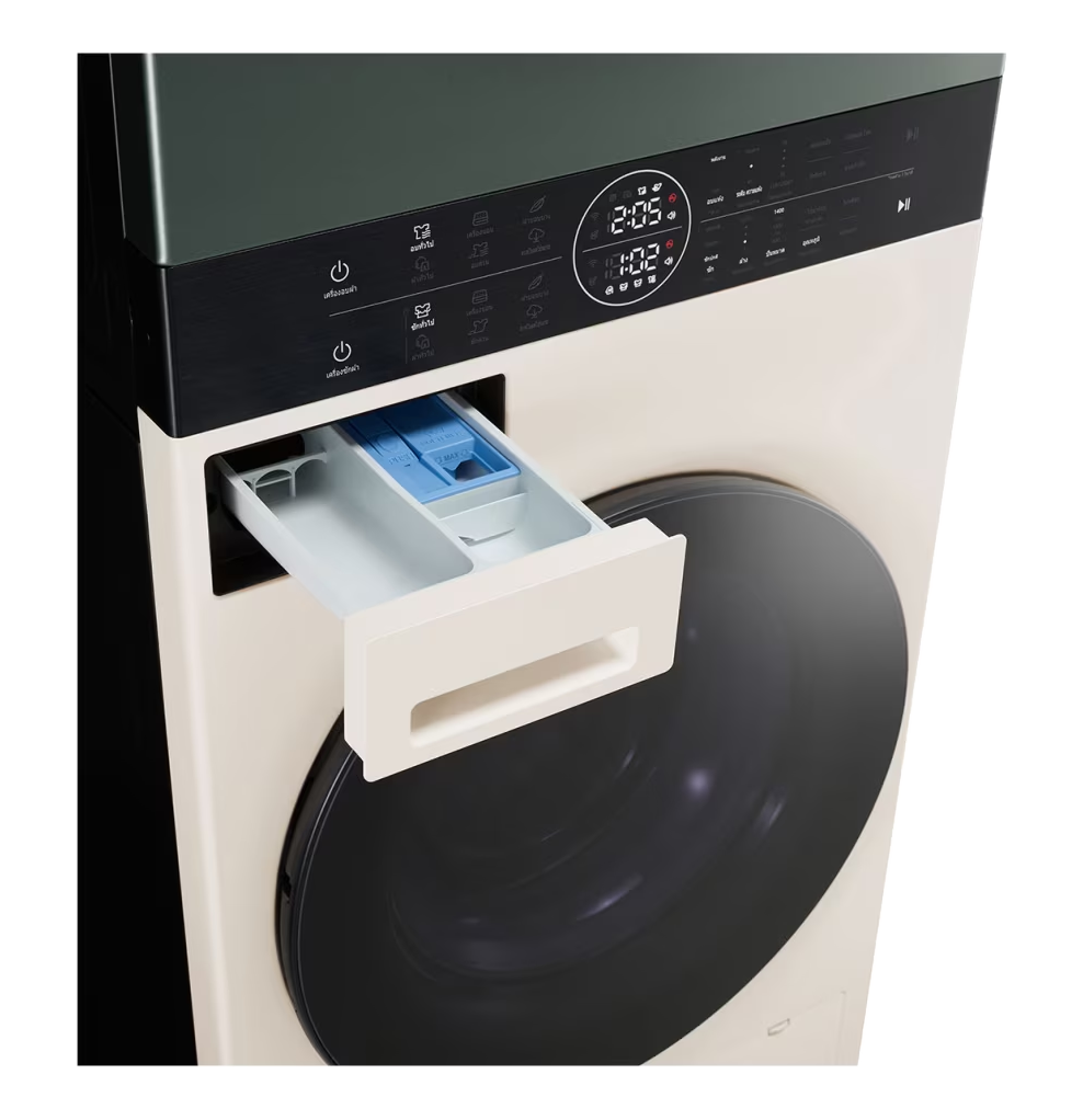 ช่องใส่น้ำยาและแผงควบคุม LG WashTower