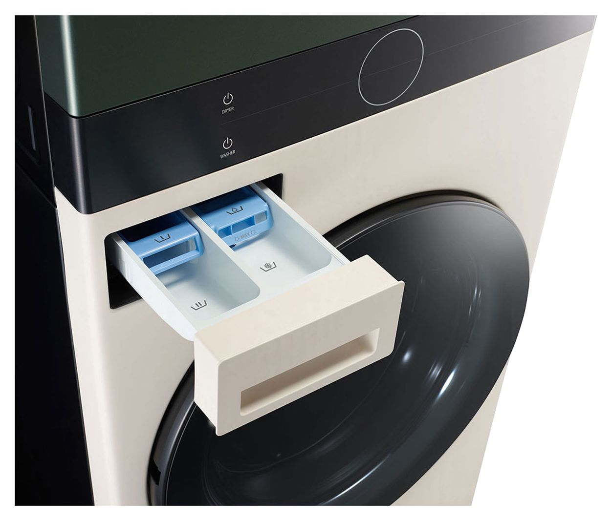 ช่องใส่น้ำยาและแผงควบคุม LG WashTower WT2520NHEG